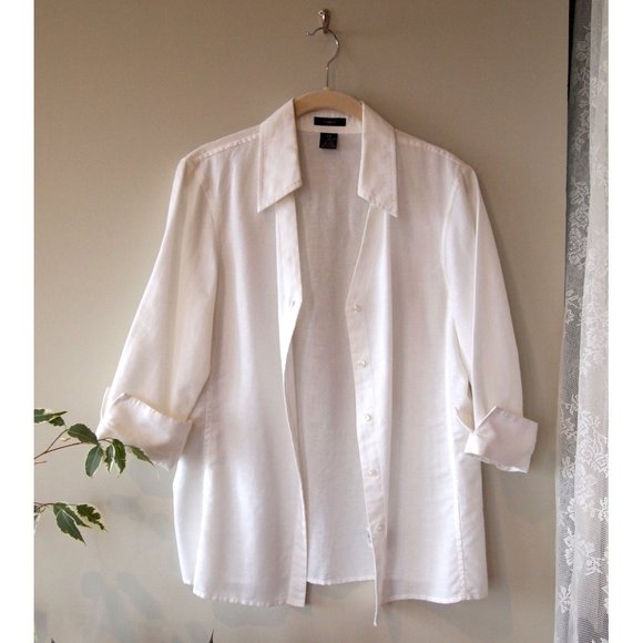 Classic White Linen/Cotton Shirt - Picture 2 of 7